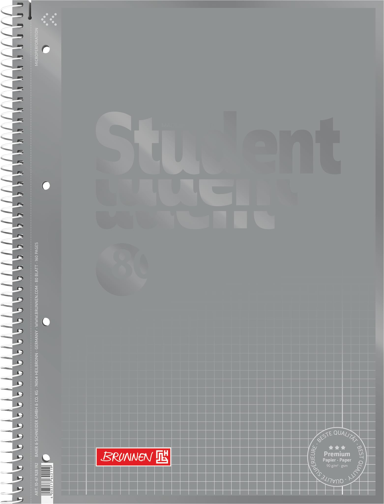 brunnen-collegeblock-premium-student-colour-code-a4-lineatur-28-80-blatt-silver image 1