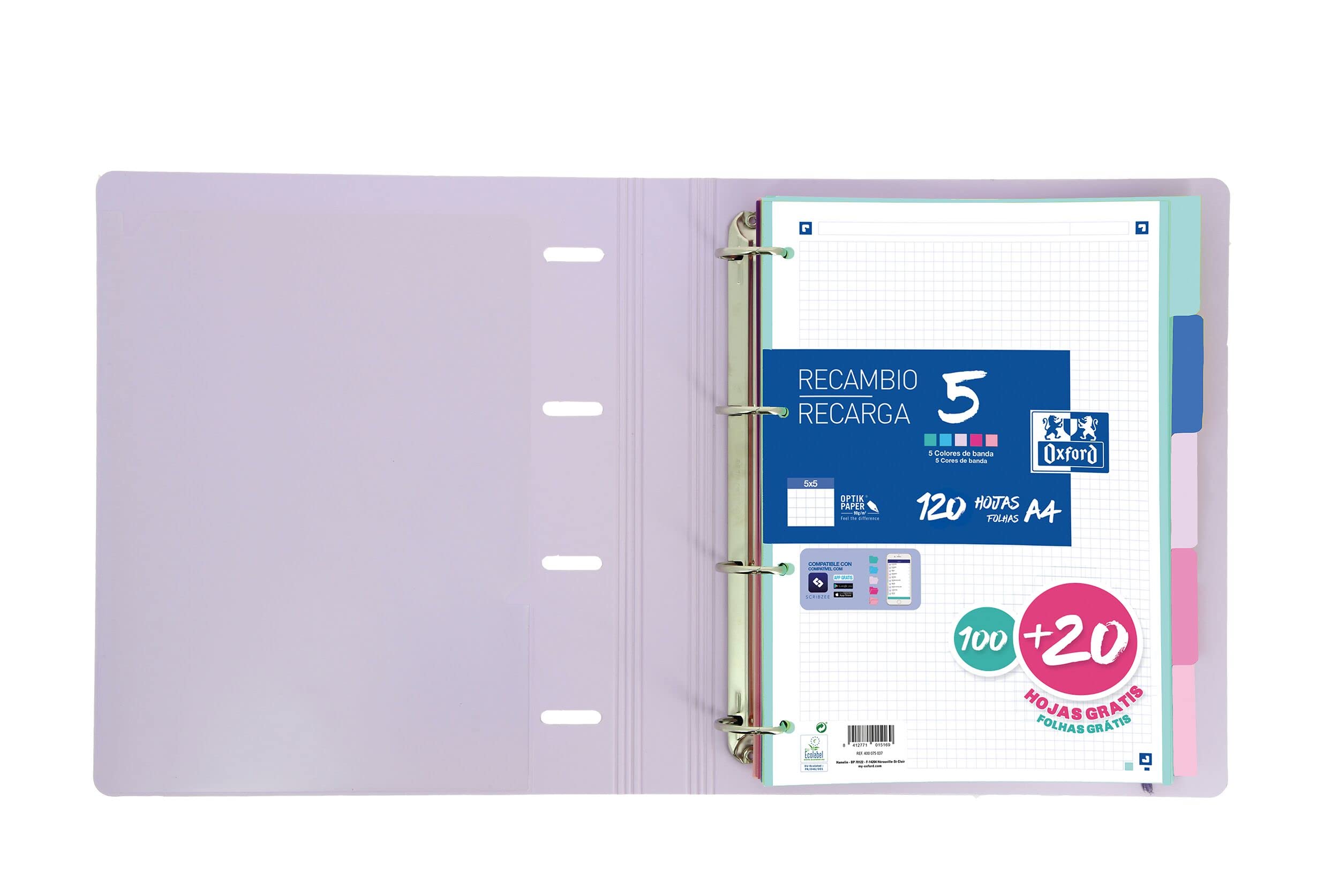 oxford-strongline-register-a4-5-teilig-pastell-kunststoff image 2