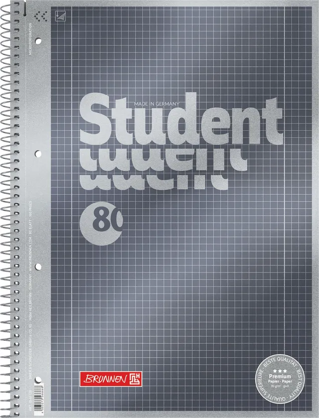 brunnen-collegeblock-premium-student-a4-lineatur-28-80-blatt-anthrazit image 1