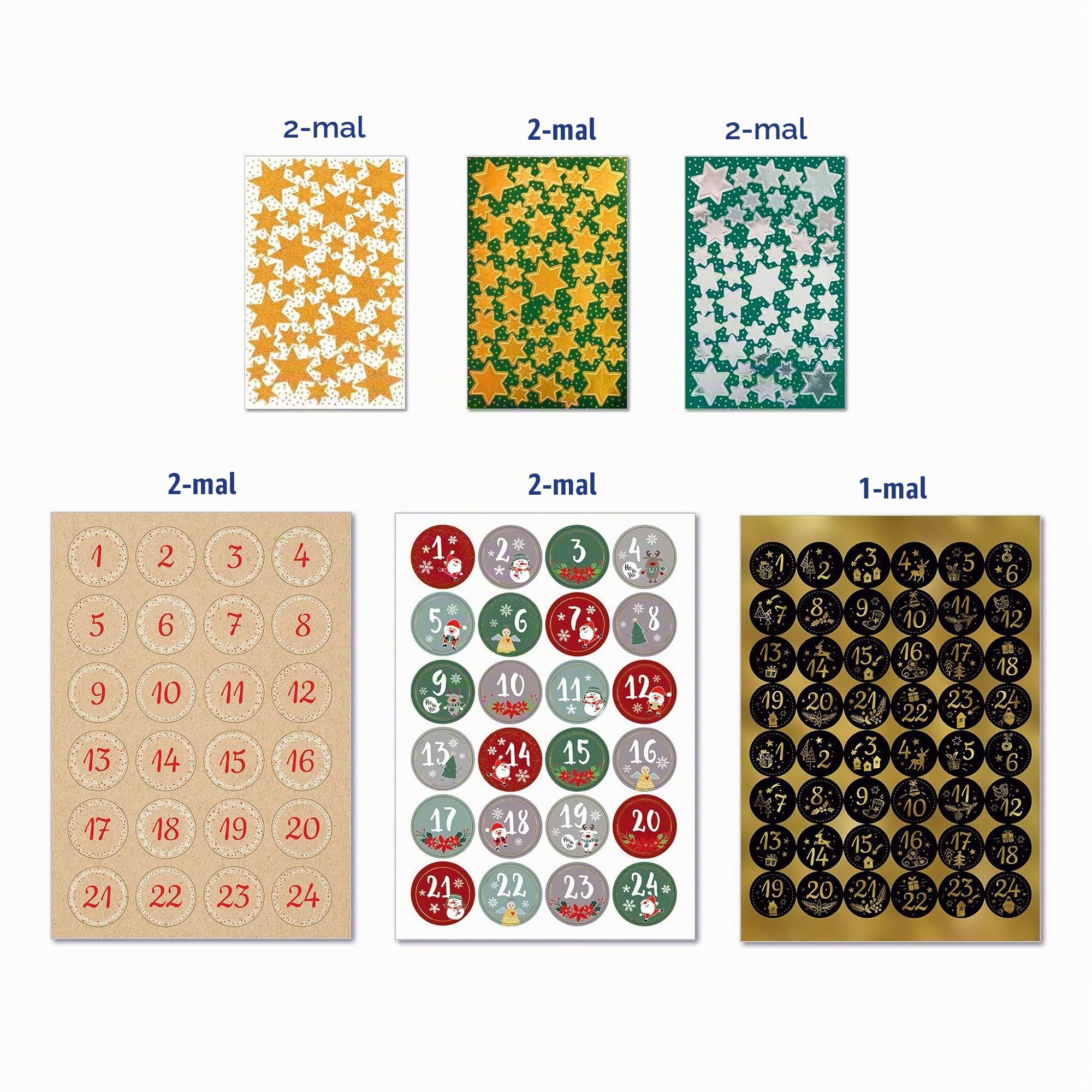 avery-zweckform-51012-adventskalender-zahlen-sticker-1-24-398-aufkleber-sterne image 2