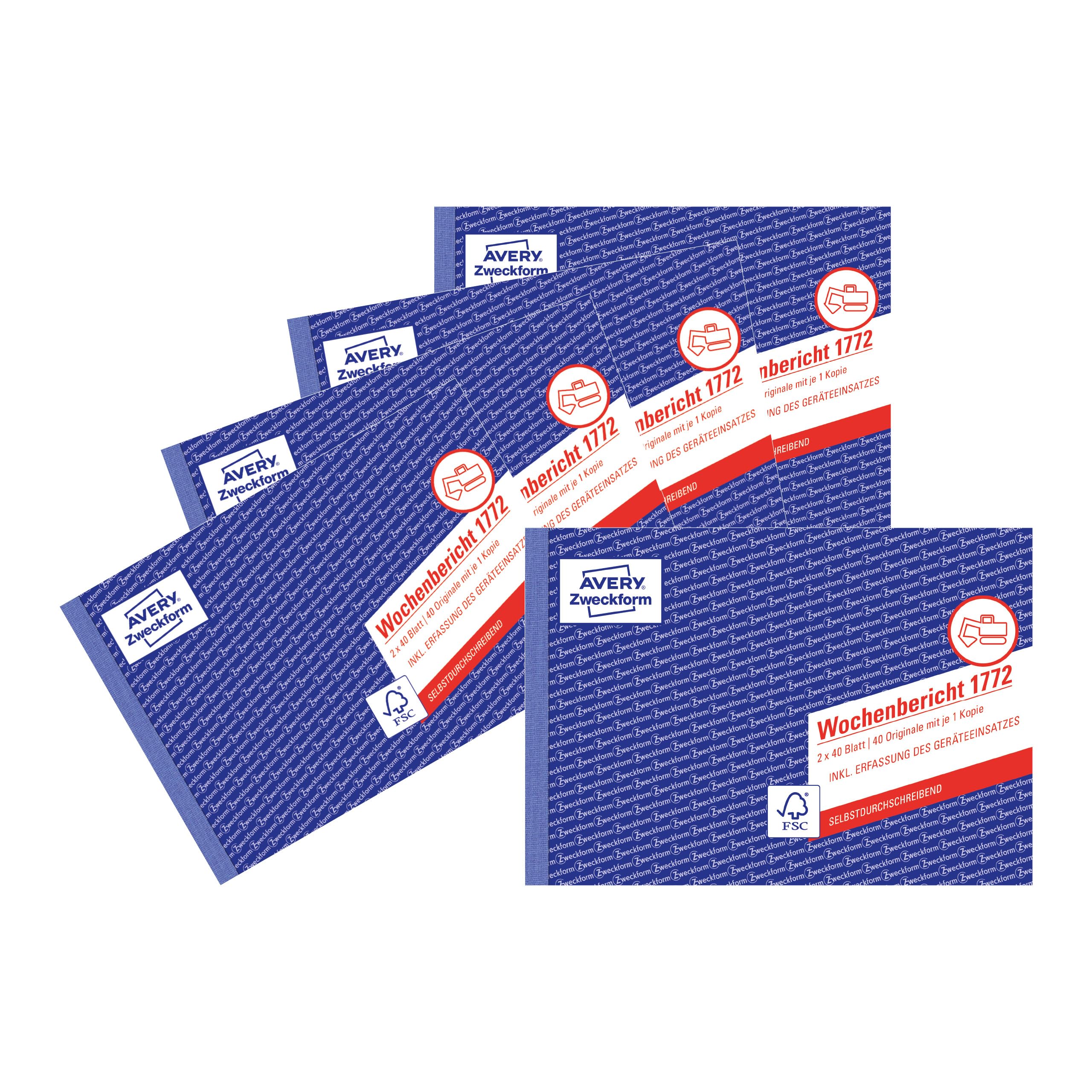 avery-zweckform-1772-5-wochenbericht-a5-quer-5er-pack-2x40-blatt-selbstdurchschr image 1