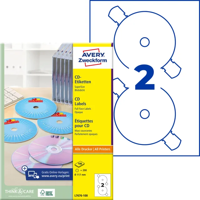 avery-zweckform-l7676-100-cd-etiketten-117-mm-wei-matt-200-st-ck-100-blatt image 1