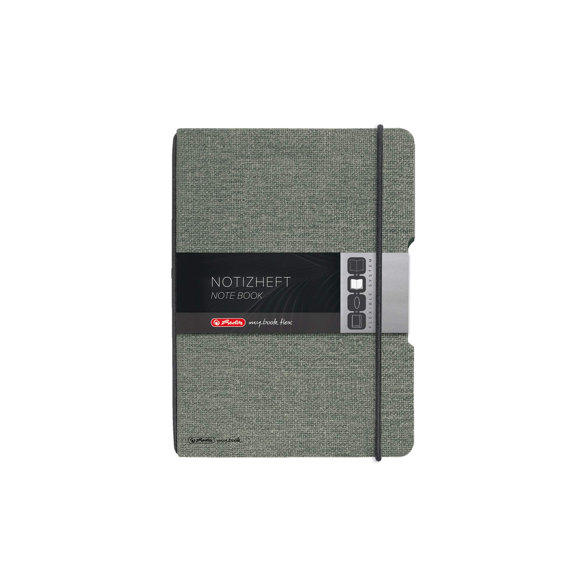 herlitz-50033720-notizheft-flex-a6-punktiert-grau-leinen-wechselcover-40-blatt image 1