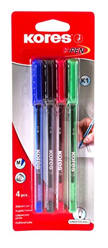 kores-k1-kugelschreiber-1mm-dreieckig-4er-set-blau-schwarz-rot-gr-n image 3