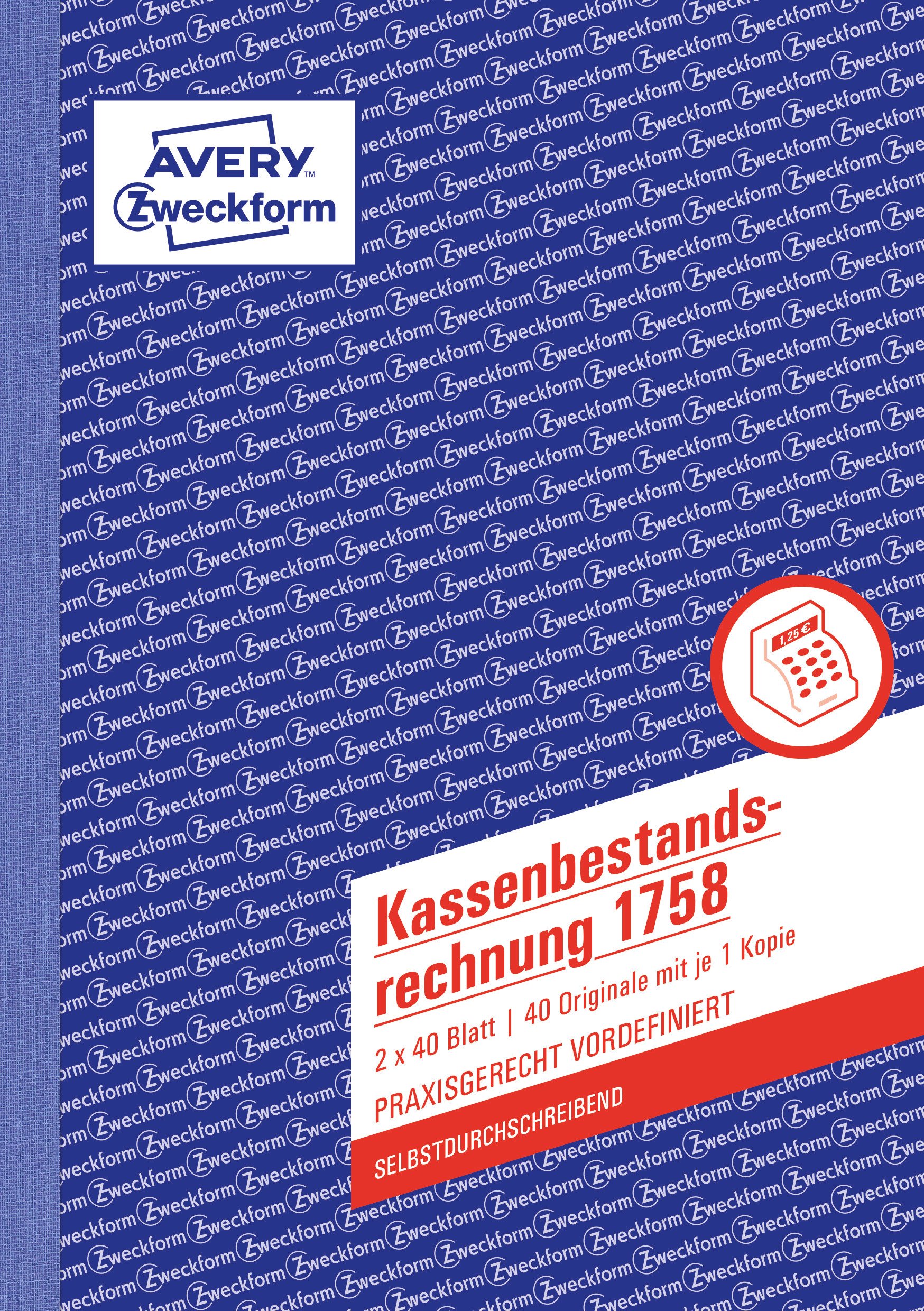 avery-zweckform-1758-kassenbestandsrechnung-a5-2x40-blatt-selbstdurchschreibend- image 1