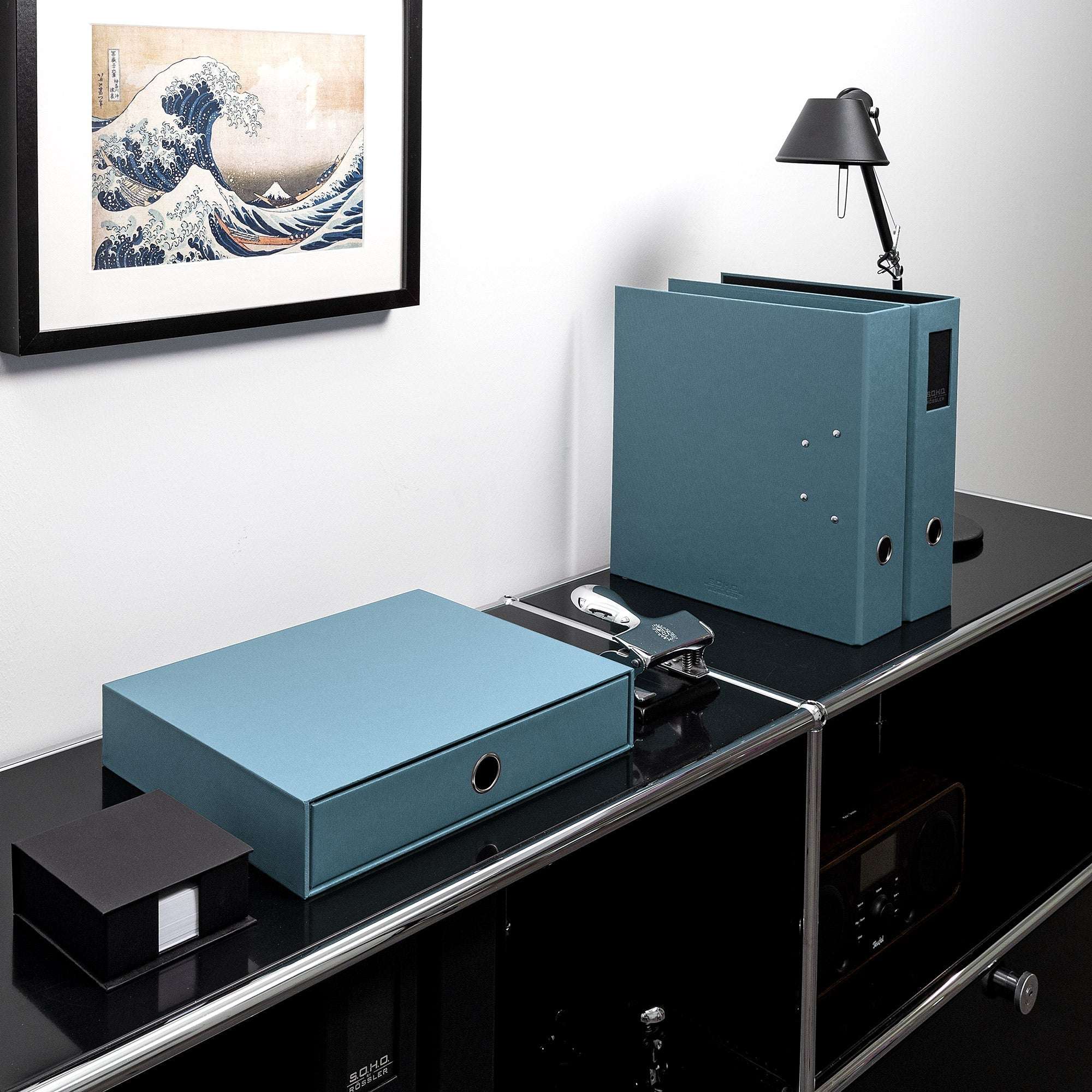 r-ssler-s-o-h-o-schubladenbox-a4-querformat-1-fach-denim-blau image 4