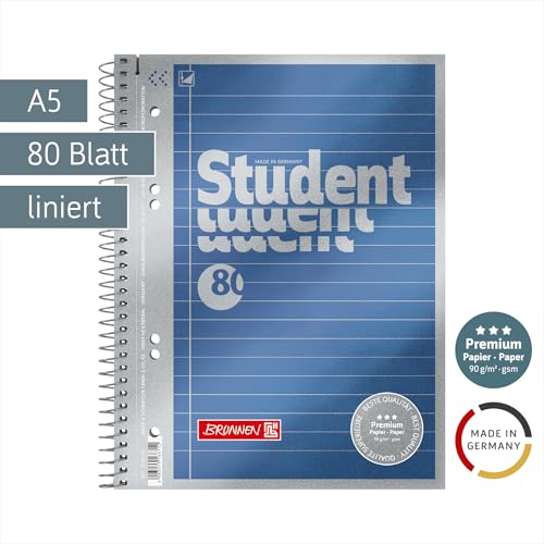 brunnen-collegeblock-premium-student-a5-liniert-80-blatt-blau image 8