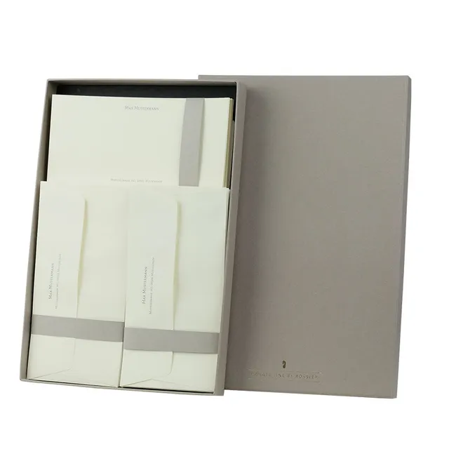r-ssler-private-line-briefpapier-box-personalisierbar-creme-40-st-ck-taupe image 1
