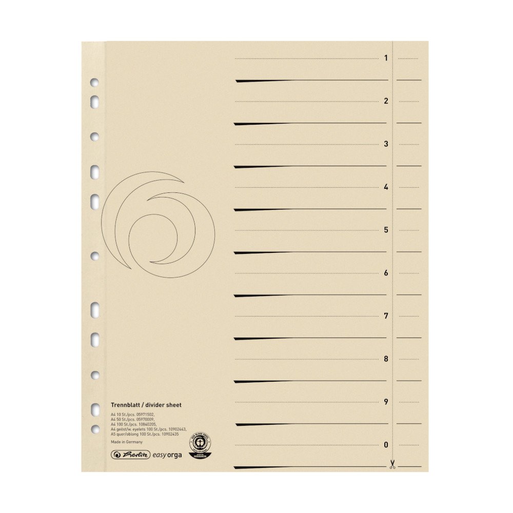 herlitz-10840205-trennblatt-a4-manilakarton-180-g-qm-chamois-10-st-ck image 1