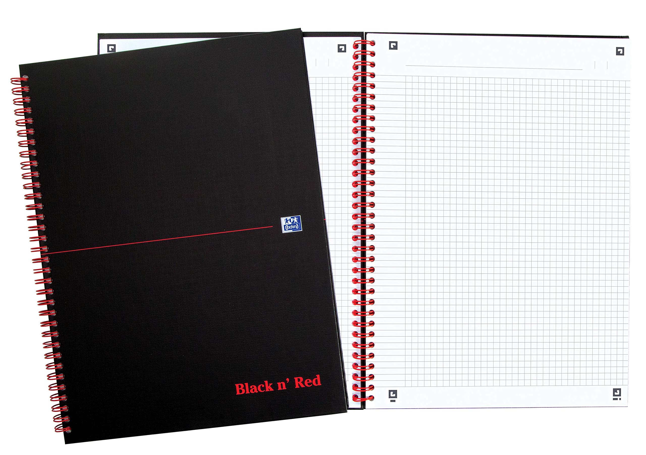 oxford-black-n-red-spiralbuch-din-a4-kariert-hardcover-70-blatt-5er-pack-schwarz image 3