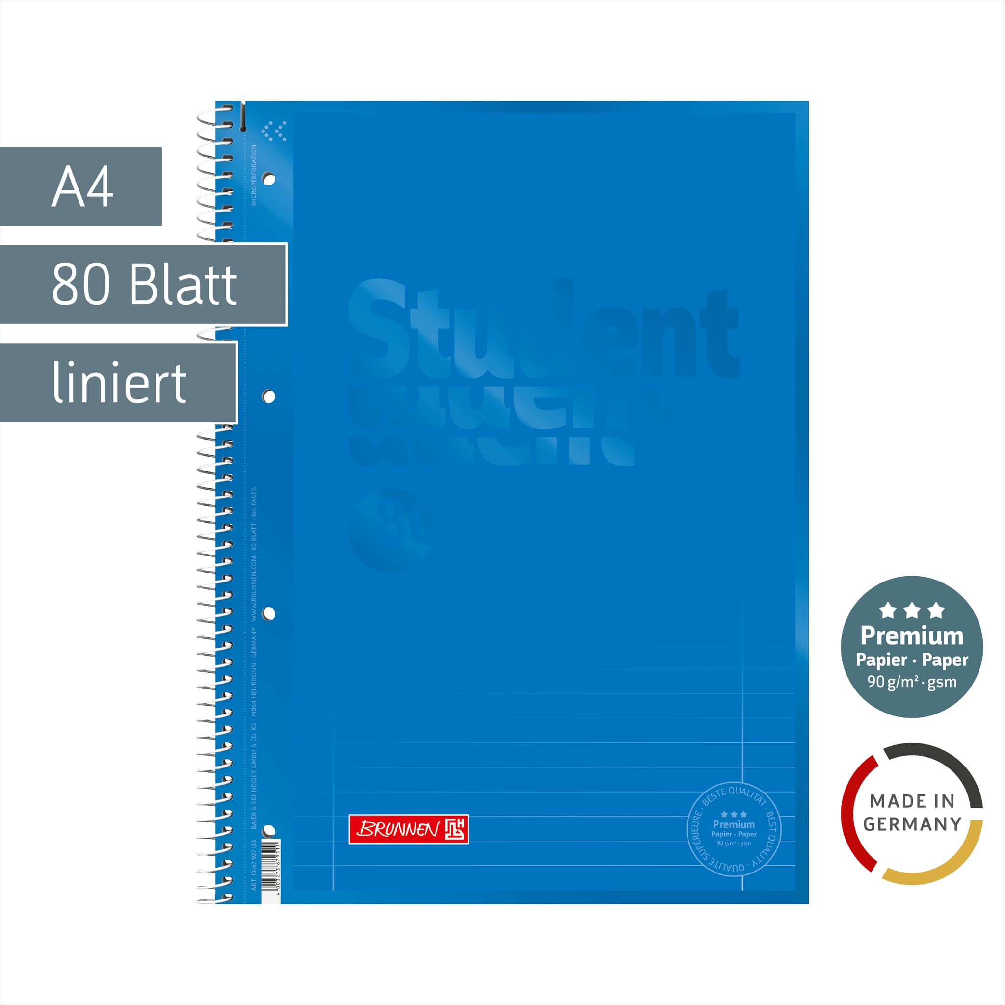 brunnen-collegeblock-premium-student-colour-code-a4-lineatur-27-80-blatt-azur image 2