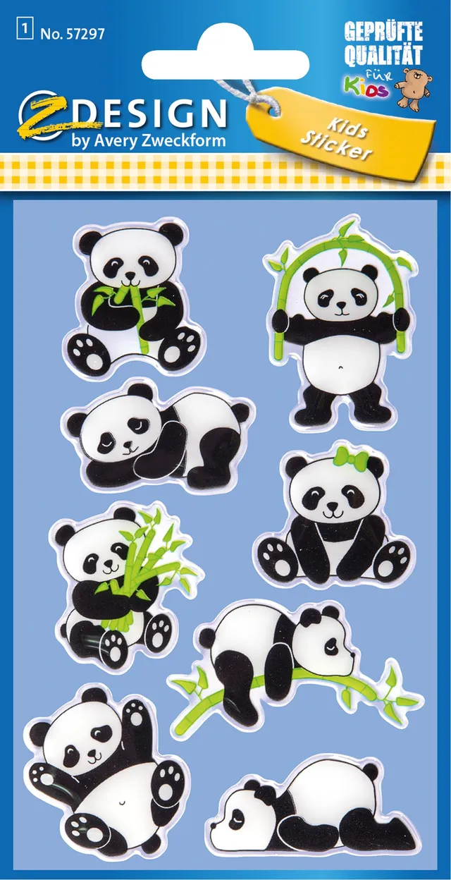 avery-zweckform-z-design-glossy-sticker-panda-3d-effekt-8-st-ck-57297 image 1