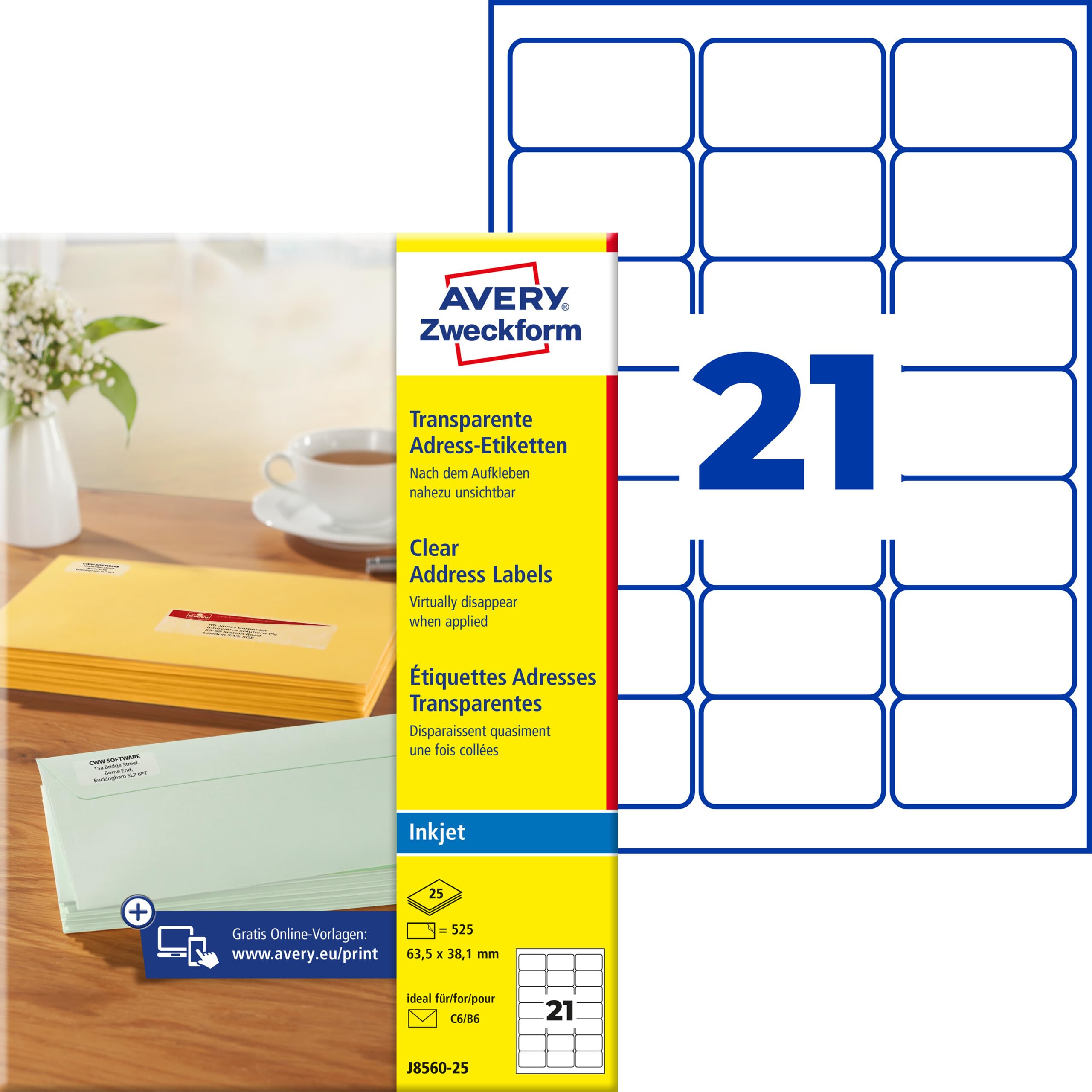 avery-zweckform-j8560-25-adressetiketten-transparent-63-5-x-38-1-mm-525-st-ck image 1
