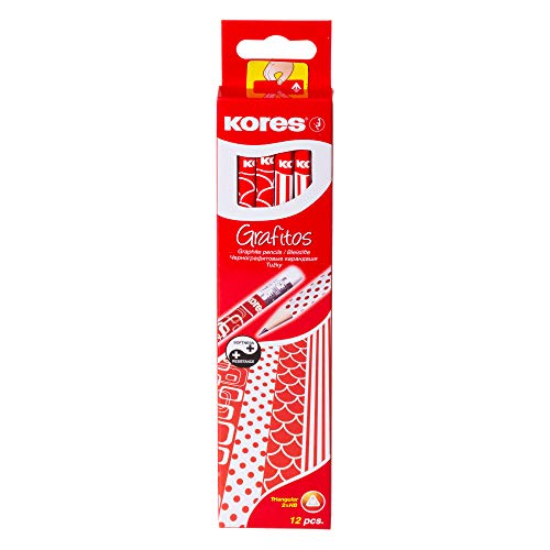 kores-grafitos-bleistifte-hb-12-st-ck-wei-rot-retro-design-mit-radiergummi image 4