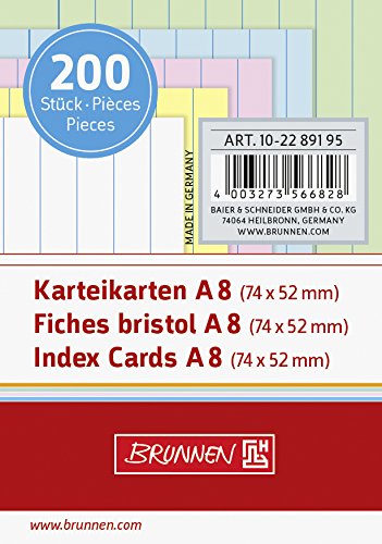 brunnen-102289195-karteikarten-a8-liniert-200-st-ck-sortiert-wei-gelb-rot-blau-g image 6