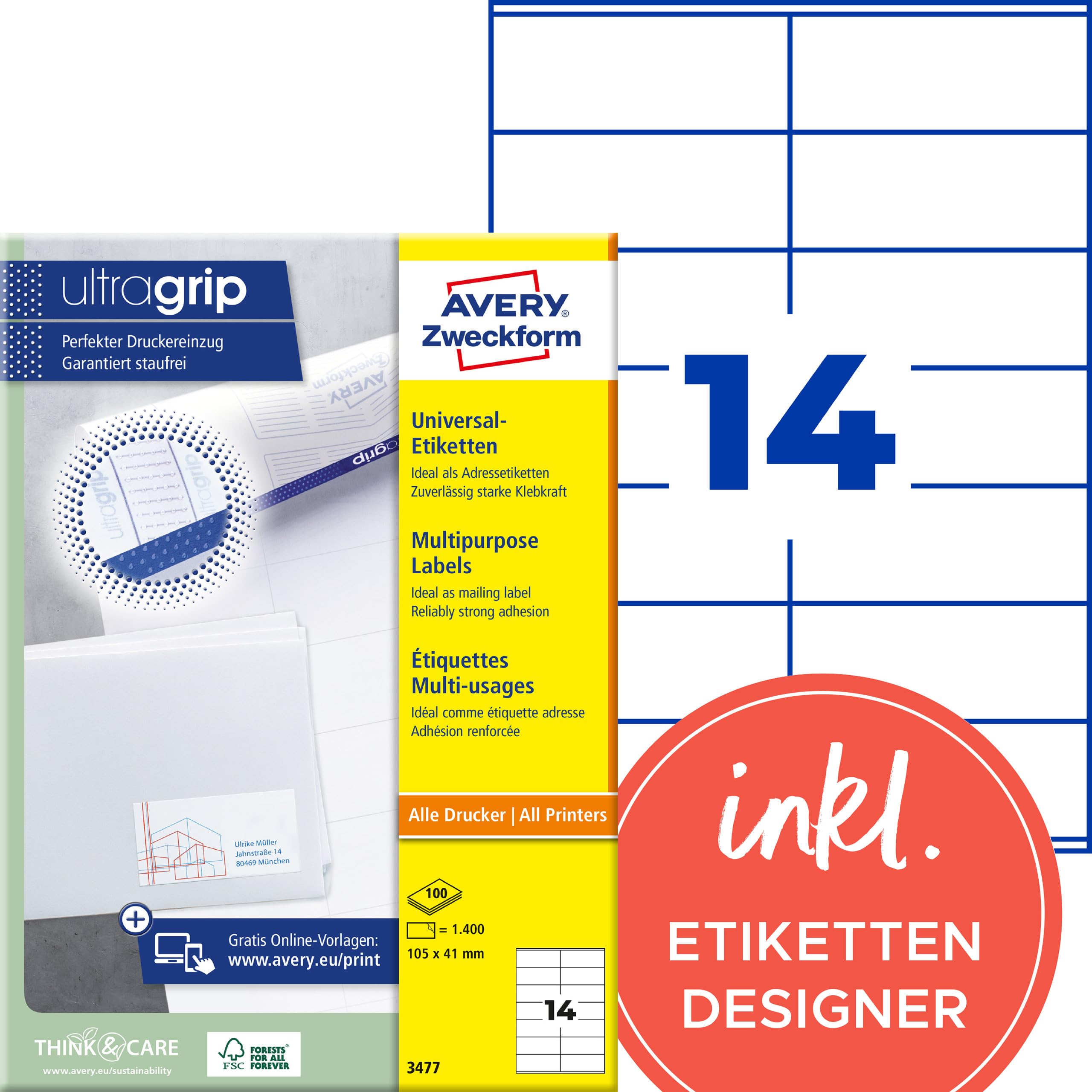 avery-zweckform-3477-adressetiketten-105x41-mm-1-400-st-ck-100-blatt-wei image 1