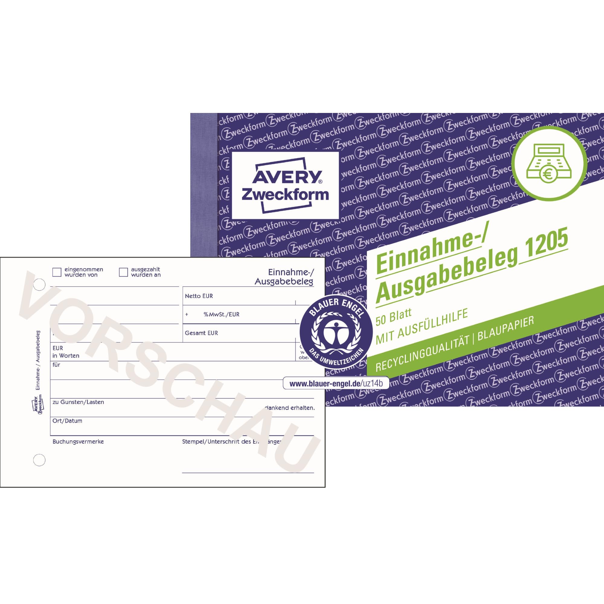 avery-zweckform-1205-einnahme-ausgabebeleg-a6-quer-recycling-50-blatt image 1
