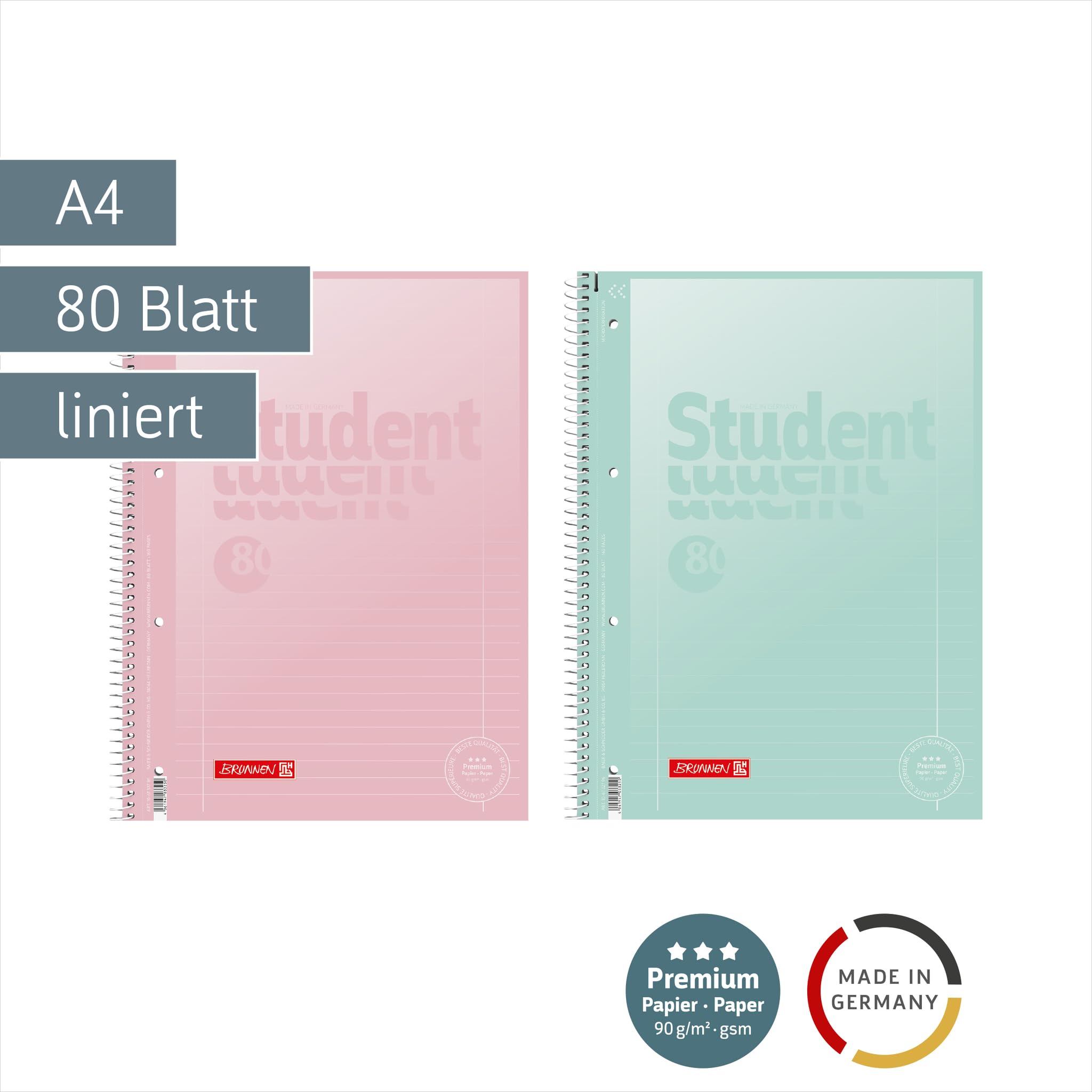 brunnen-collegeblock-premium-student-pastell-a4-liniert-80-blatt image 2