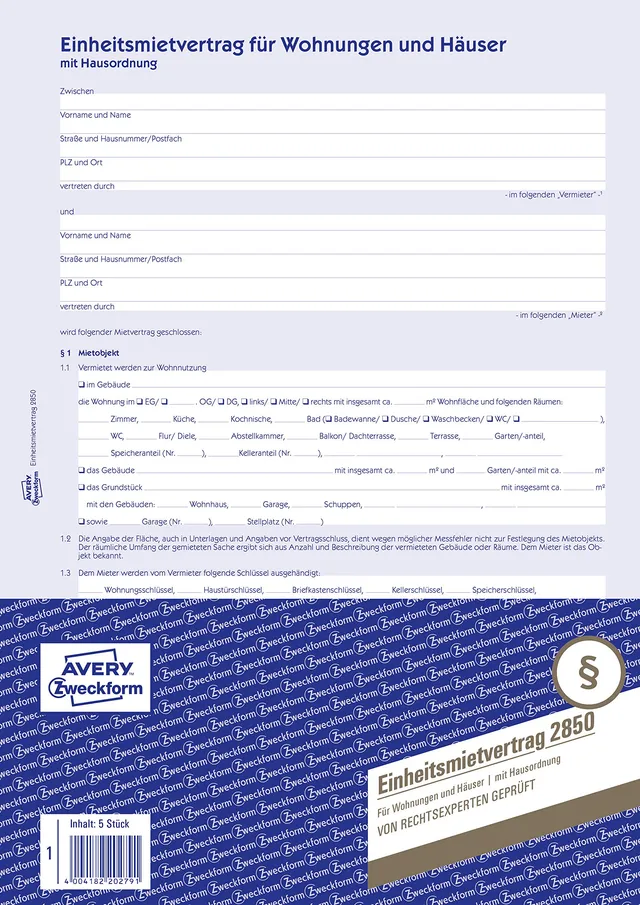 avery-zweckform-2850-5-einheitsmietvertrag-f-r-wohnungen-und-h-user-a4-selbstdur image 1