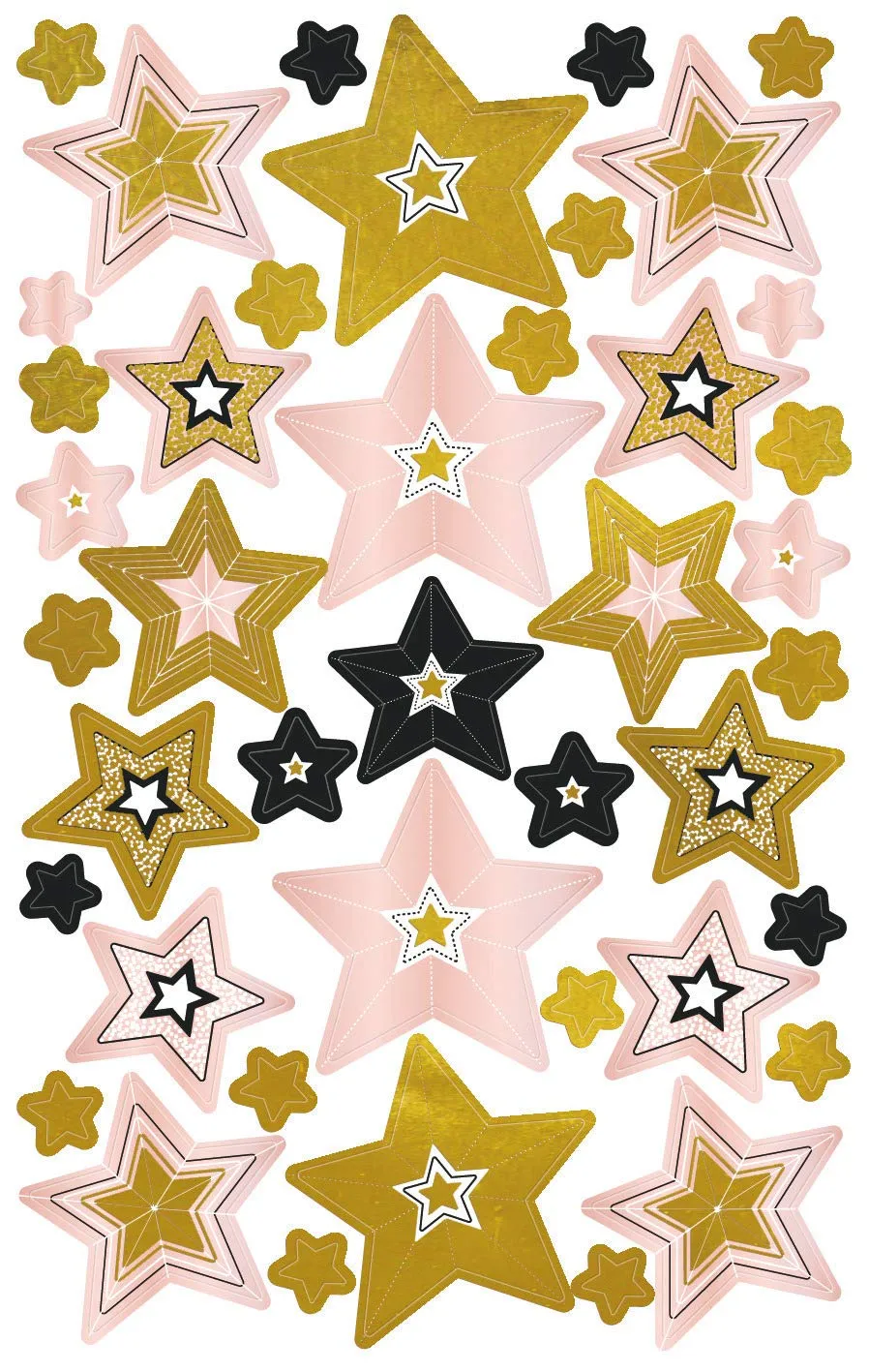 avery-zweckform-z-design-52909-weihnachts-sticker-sterne-gold-schwarz-ros-42-st- image 1