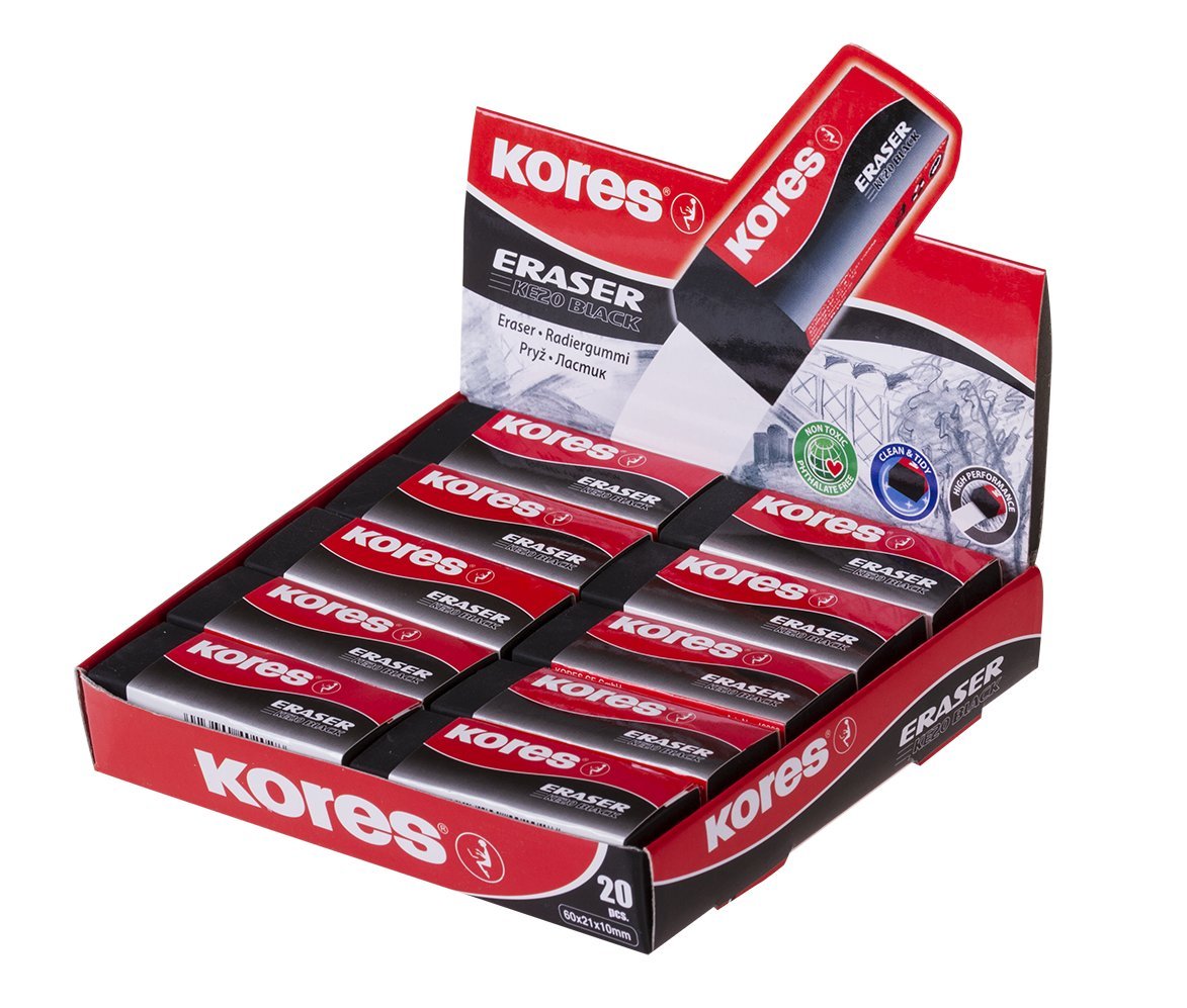 kores-ke-20-radiergummi-schwarz-60-x-21-x-10-mm-pvc-20-st-ck image 1