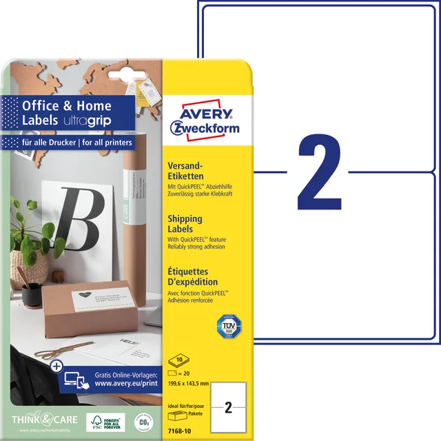 avery-zweckform-7168-10-versandetiketten-a4-199-6x143-5-mm-20-etiketten-wei image 1