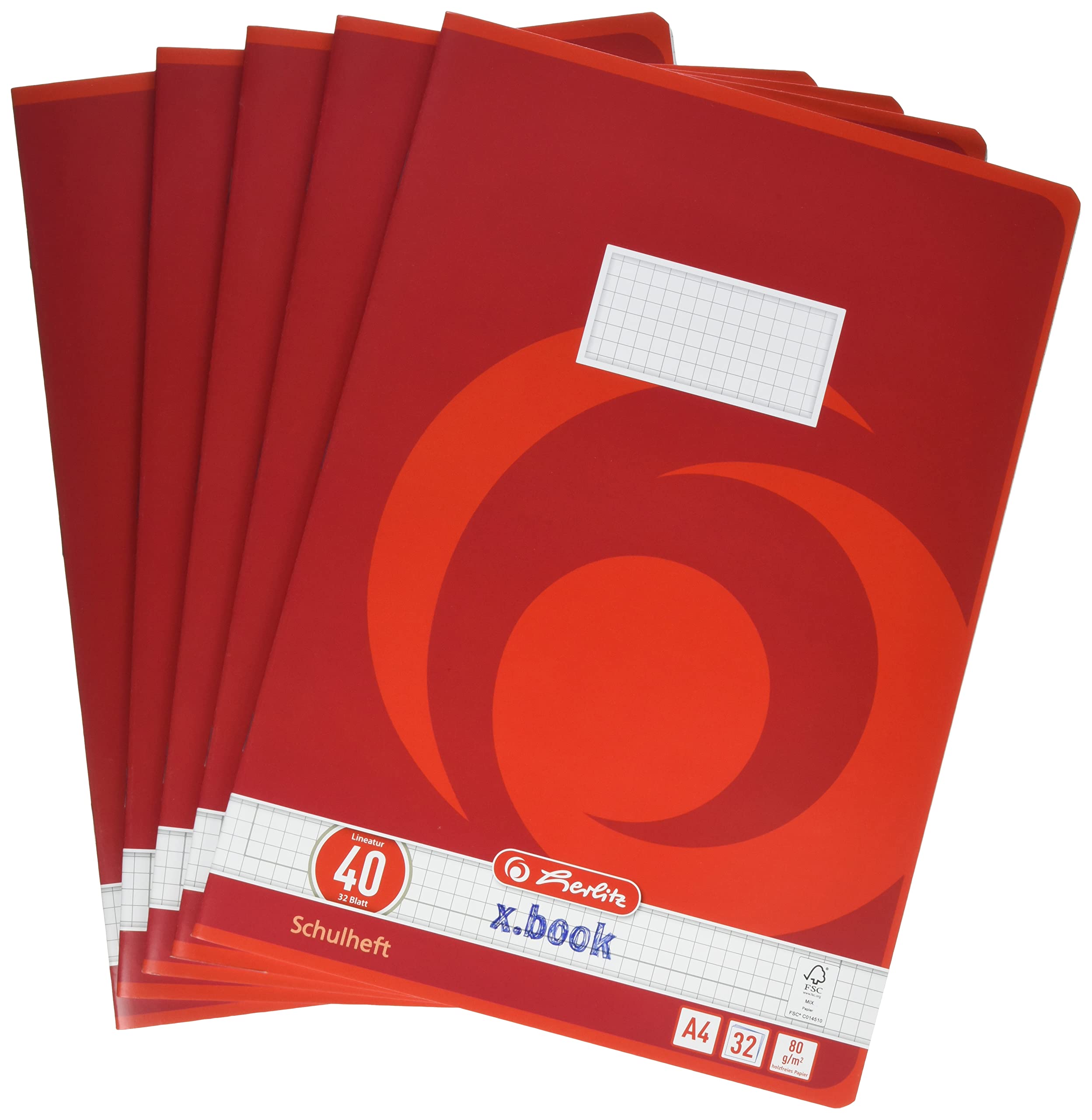 herlitz-schulheft-x-book-a4-lineatur-40-kariert-5er-pack-32-blatt image 3