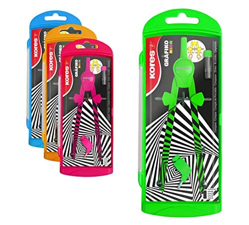 kores-grafiko-neon-metall-zirkel-mit-stift-adapter-und-mine-im-etui image 4