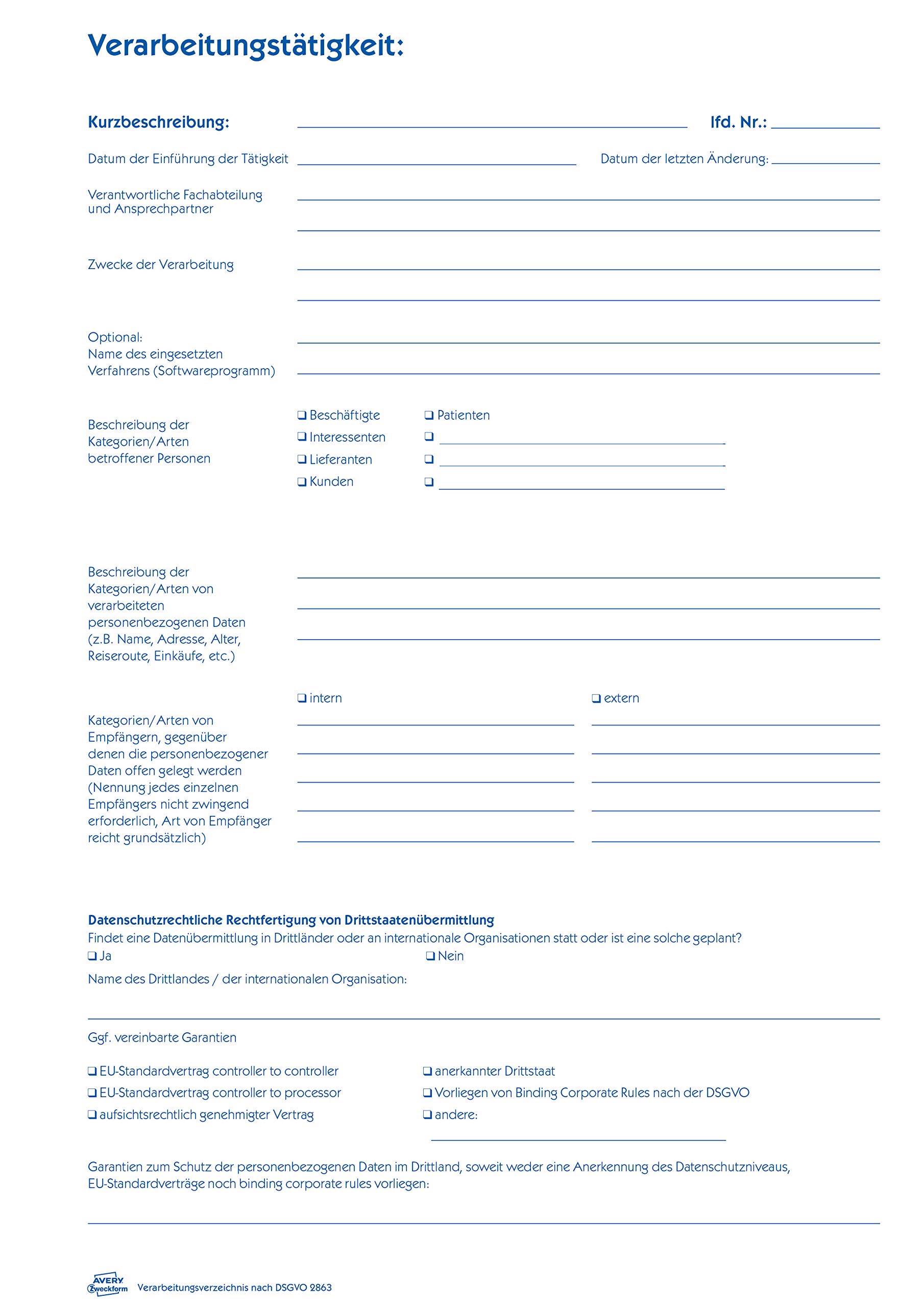 avery-zweckform-2863-verarbeitungsverzeichnis-nach-dsgvo-a4-28-blatt-wei-inkl-l- image 2
