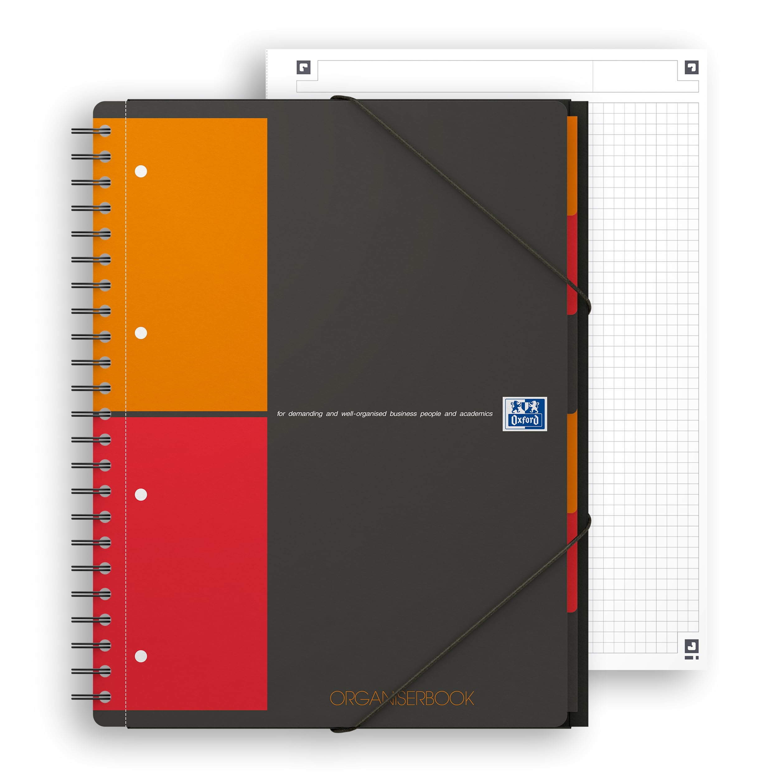 oxford-organiserbook-international-a4-kariert-notizblock-mit-6-registern-gummizu image 2