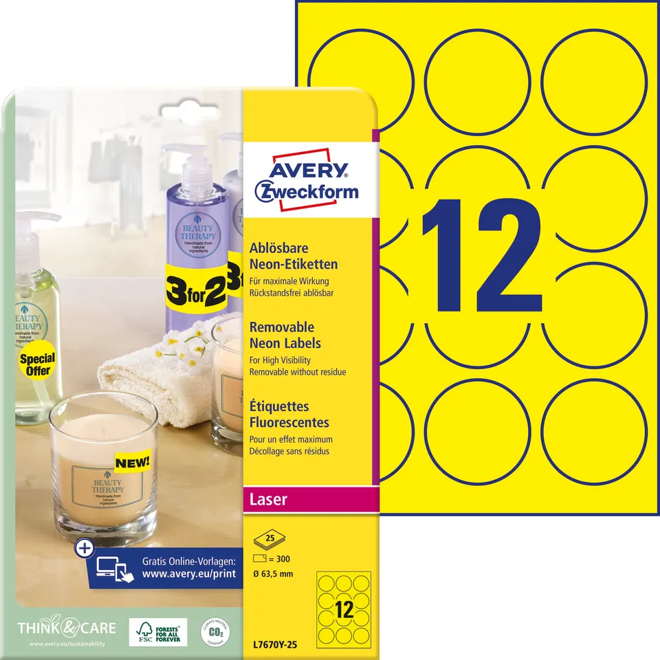 avery-zweckform-l7670y-25-runde-etiketten-neongelb-63-5-mm-300-wiederabl-sbare-k image 1