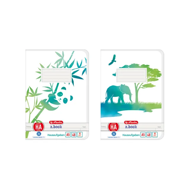 herlitz-aufgabenheft-a5-greenline-48-blatt-elefant-panda-4-st-ck image 1