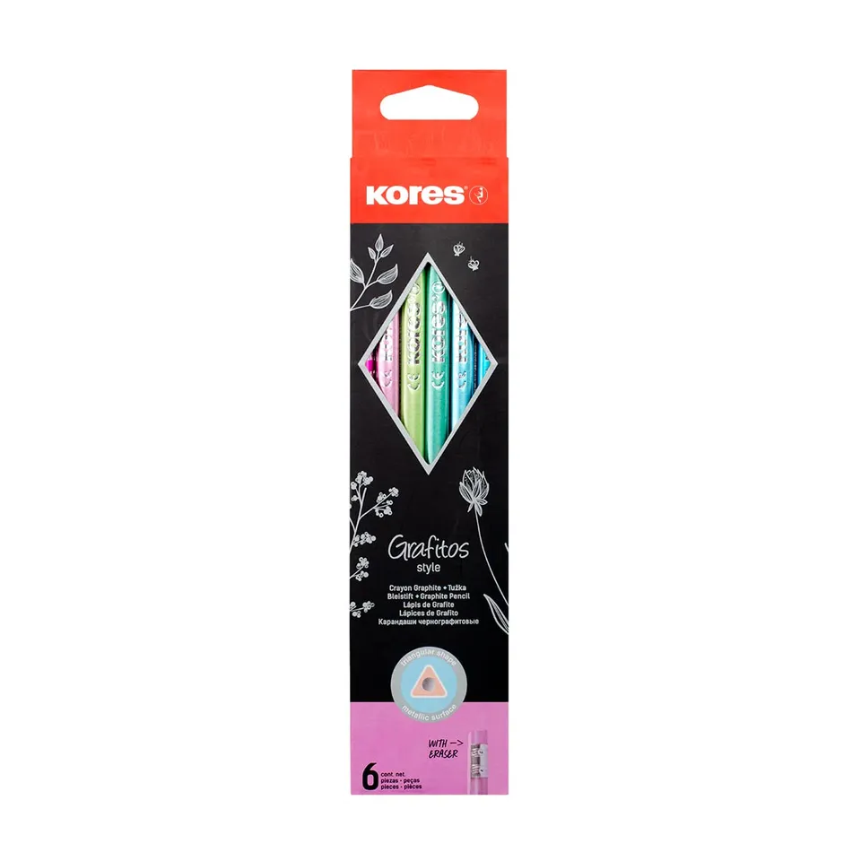 kores-grafitos-style-graphitstifte-hb-6er-pack-metallic image 1