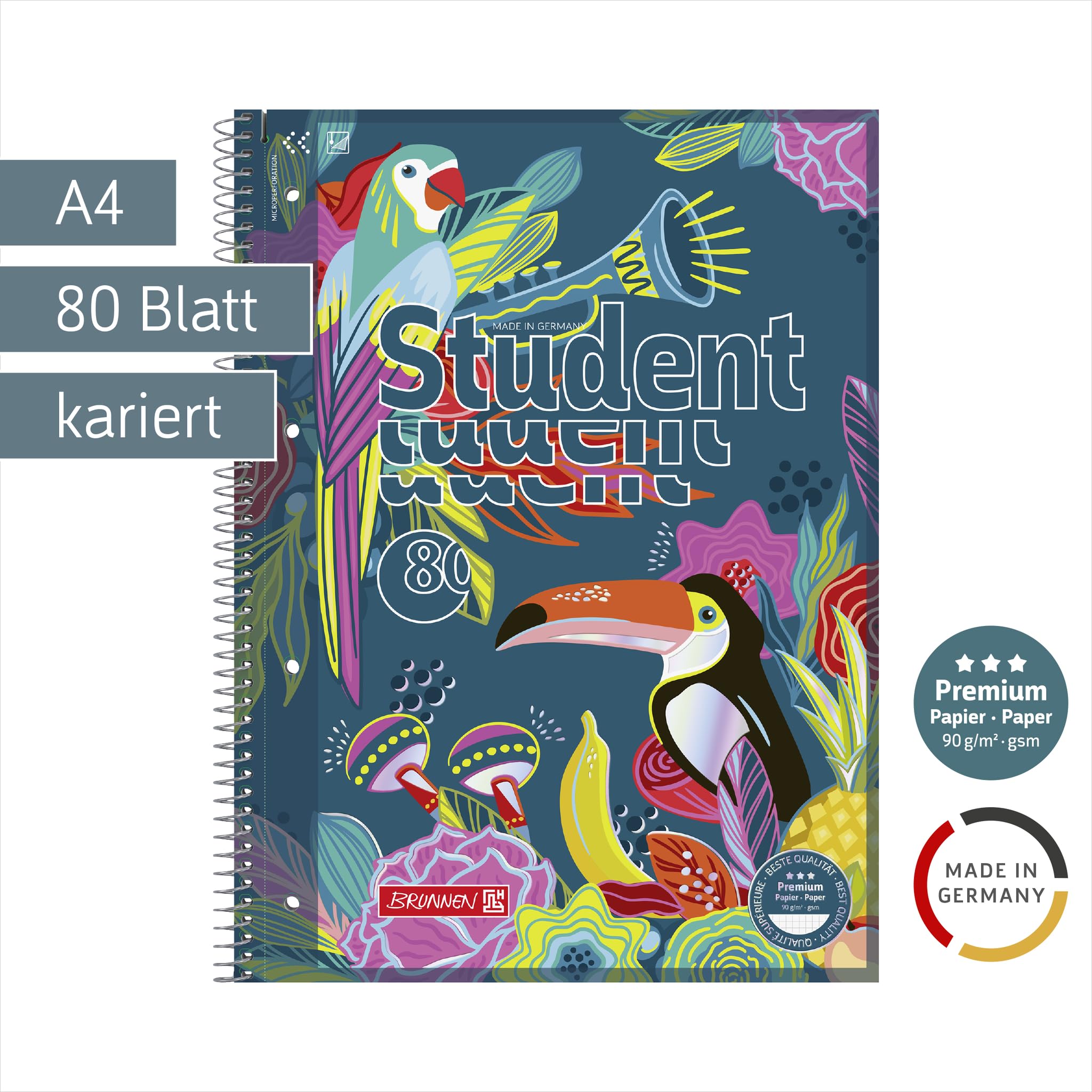 brunnen-collegeblock-premium-student-tropical-a4-kariert image 2