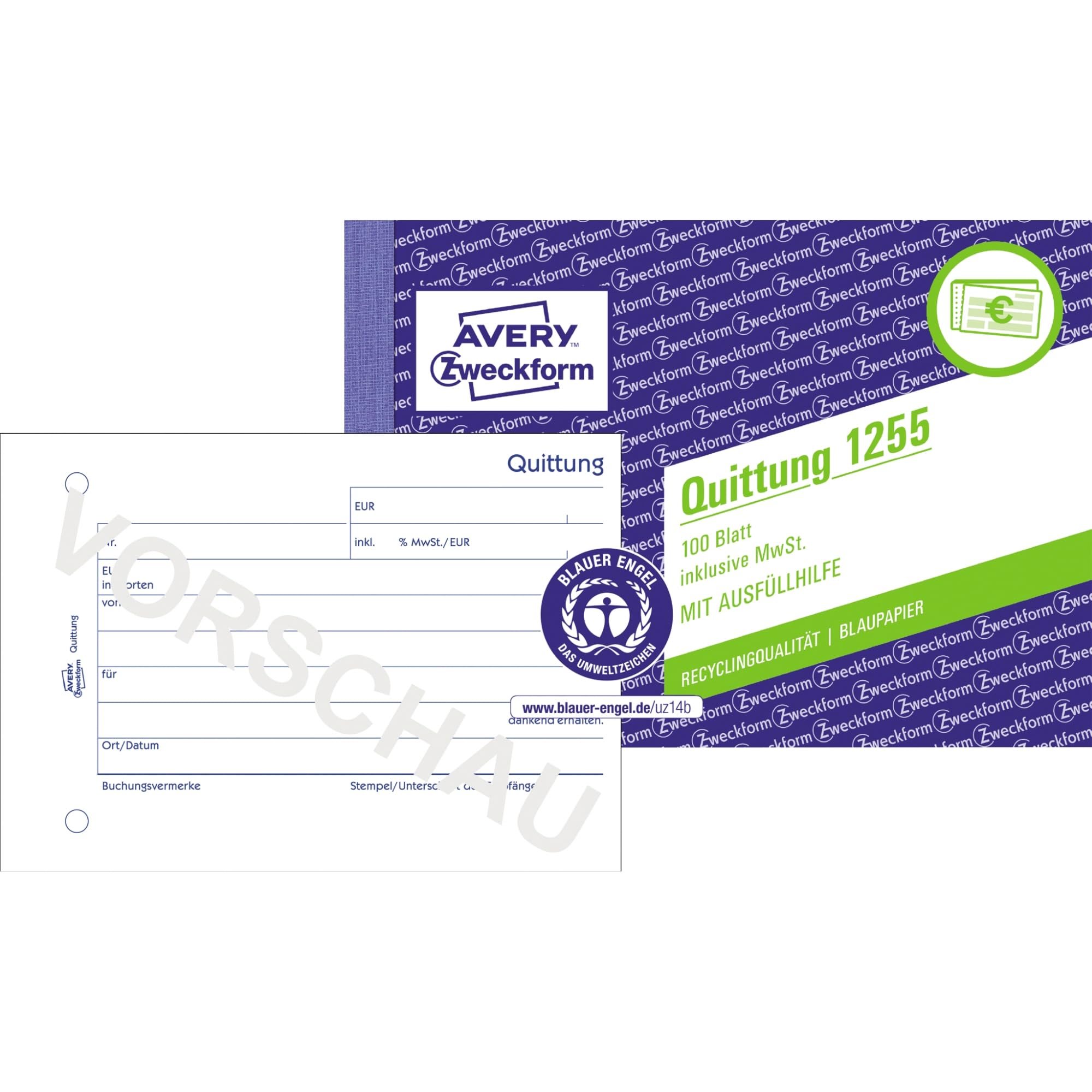 avery-zweckform-1255-quittungsblock-a6-quer-100-blatt-mit-mwst image 2
