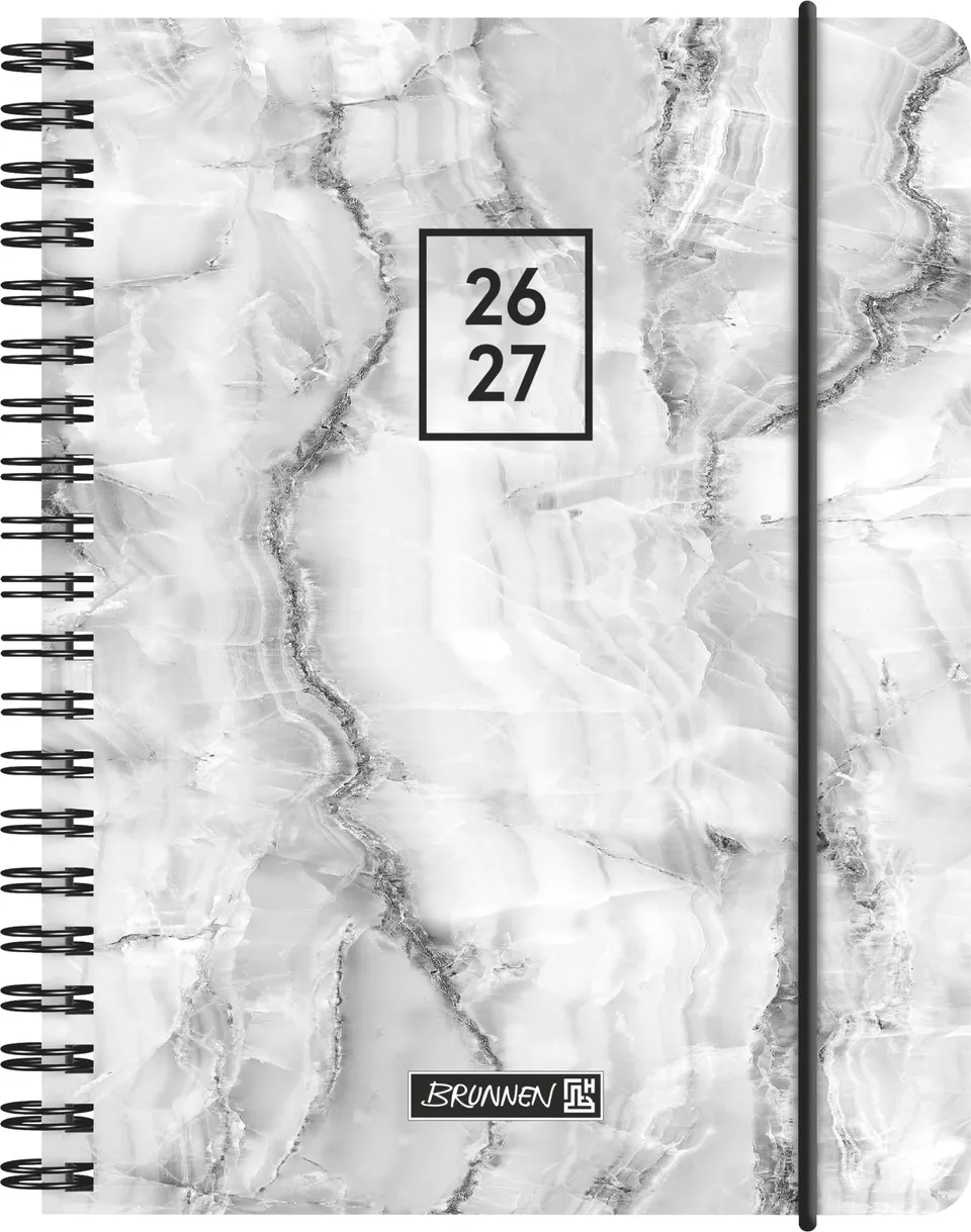 brunnen-sch-lerkalender-2026-2027-grey-marble-a6-kunststoff-2-seiten-1-woche image 1