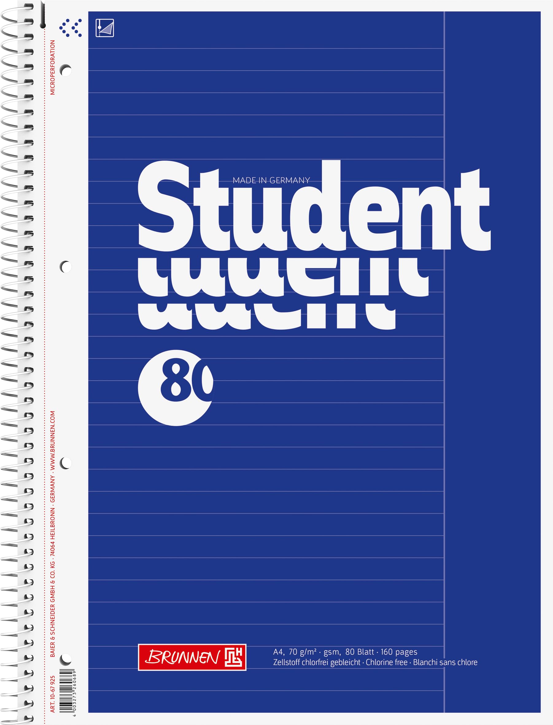 brunnen-collegeblock-student-a4-lin-25-80-blatt-blau image 1