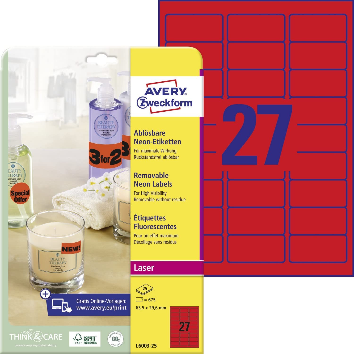 avery-zweckform-l6003-25-etiketten-675-neonrote-wiederabl-sbare-aufkleber-63-5x2 image 1