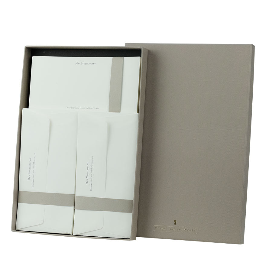 r-ssler-private-line-briefpapier-box-personalisierbar-wei-40-st-ck-taupe image 1