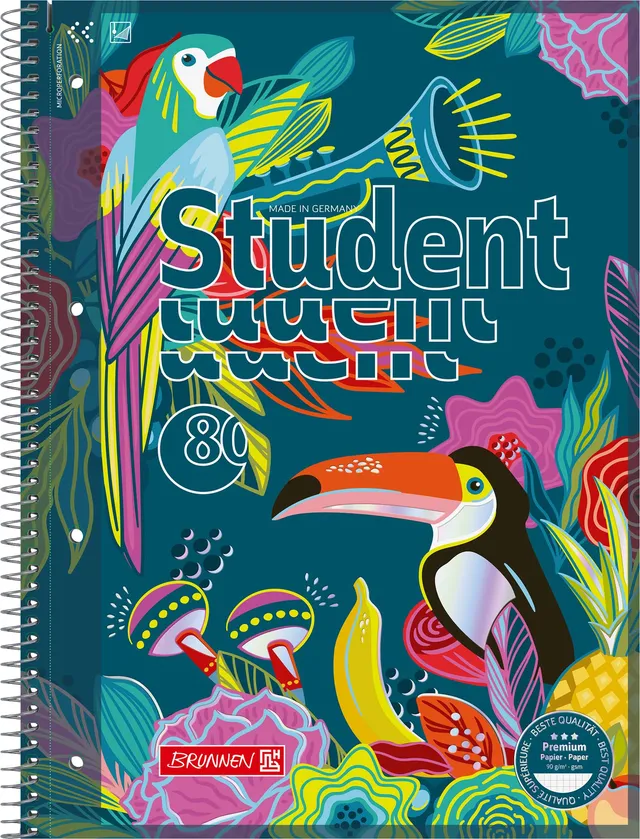brunnen-collegeblock-premium-student-tropical-a4-kariert image 1