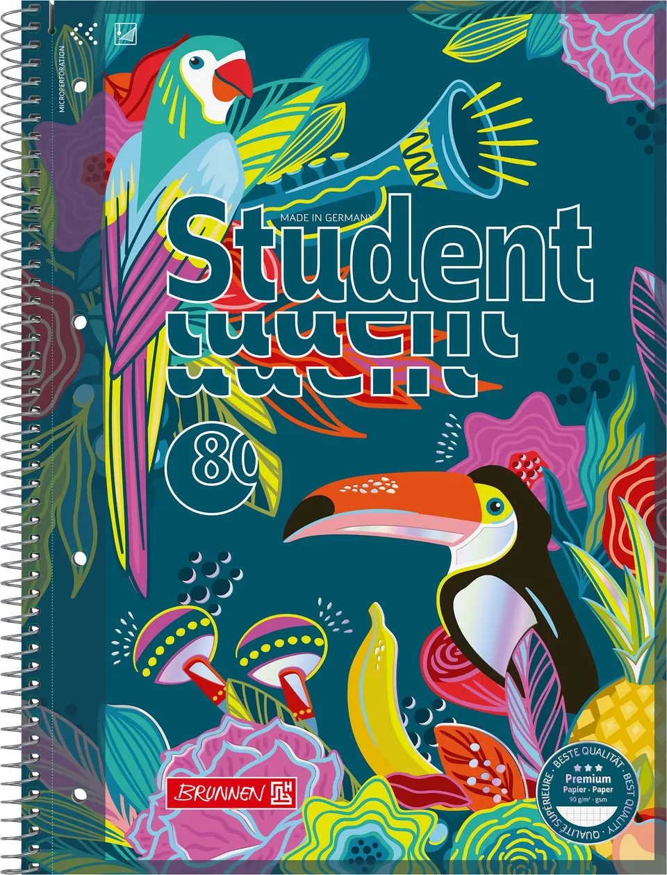 brunnen-collegeblock-premium-student-tropical-a4-kariert image 1
