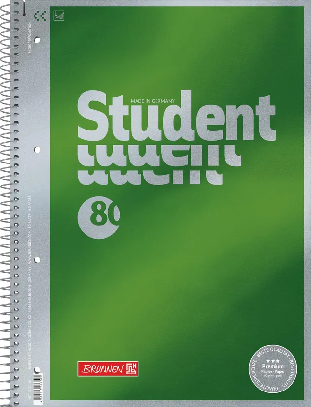 brunnen-collegeblock-premium-student-a4-lineatur-20-80-blatt-gr-n image 1