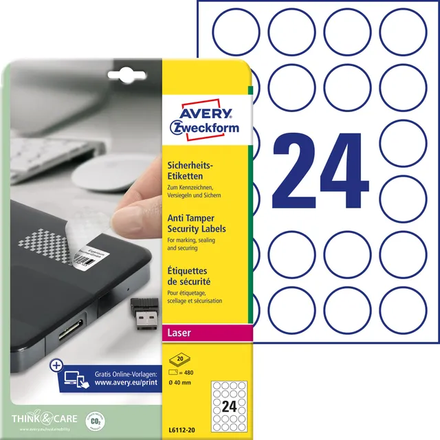 avery-zweckform-l6112-20-sicherheitsetiketten-40-mm-wei-480-folienaufkleber-auf- image 1