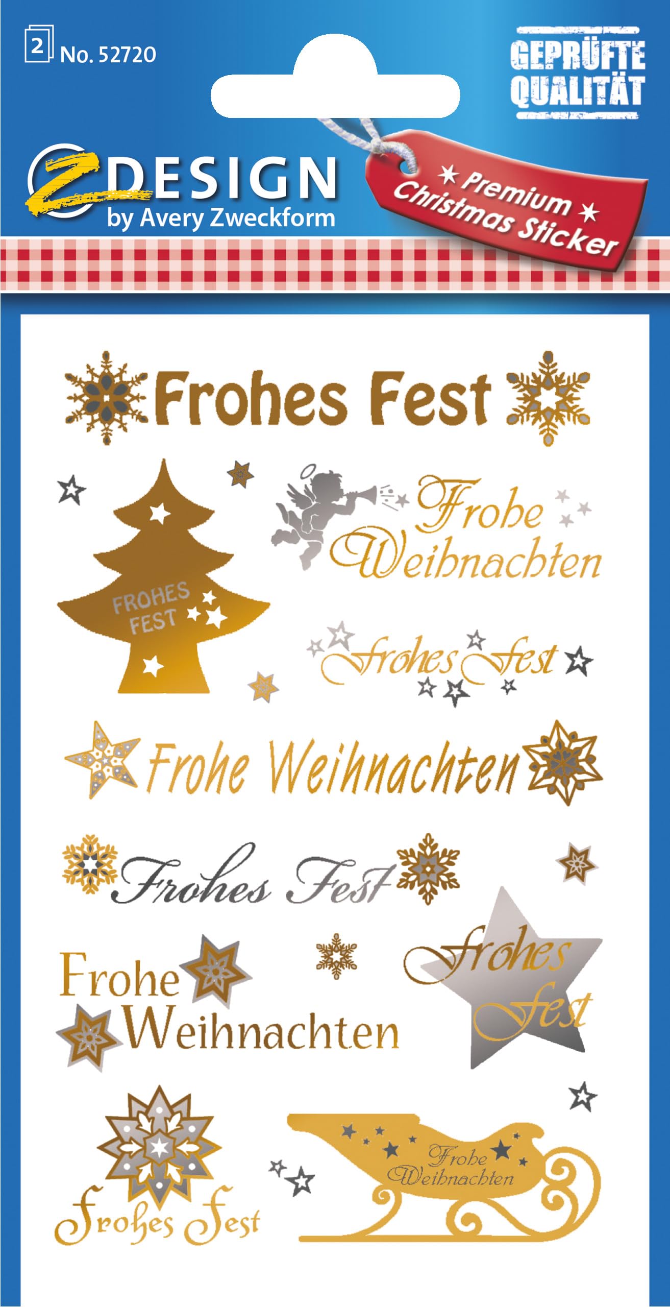 avery-zweckform-z-design-aufkleber-weihnachten-schriftz-ge-gold-silber-20-st-ck image 1