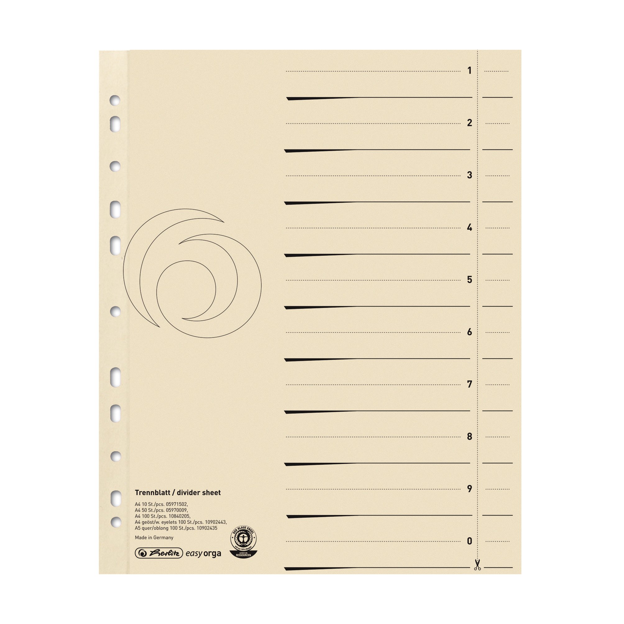 herlitz-10840205-trennblatt-a4-chamois-easyorga-100-st-ck image 1