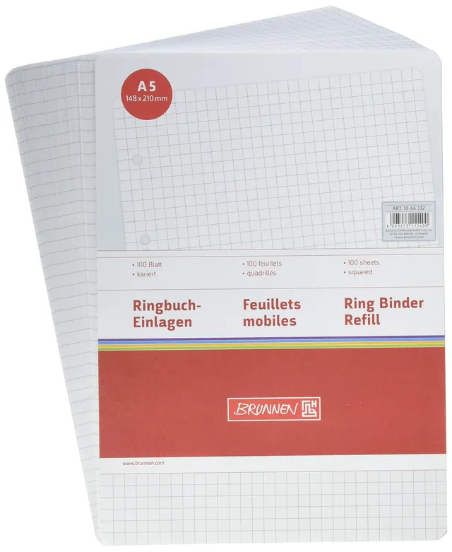 brunnen-ringbucheinlagen-a5-kariert-100-blatt-wei image 1