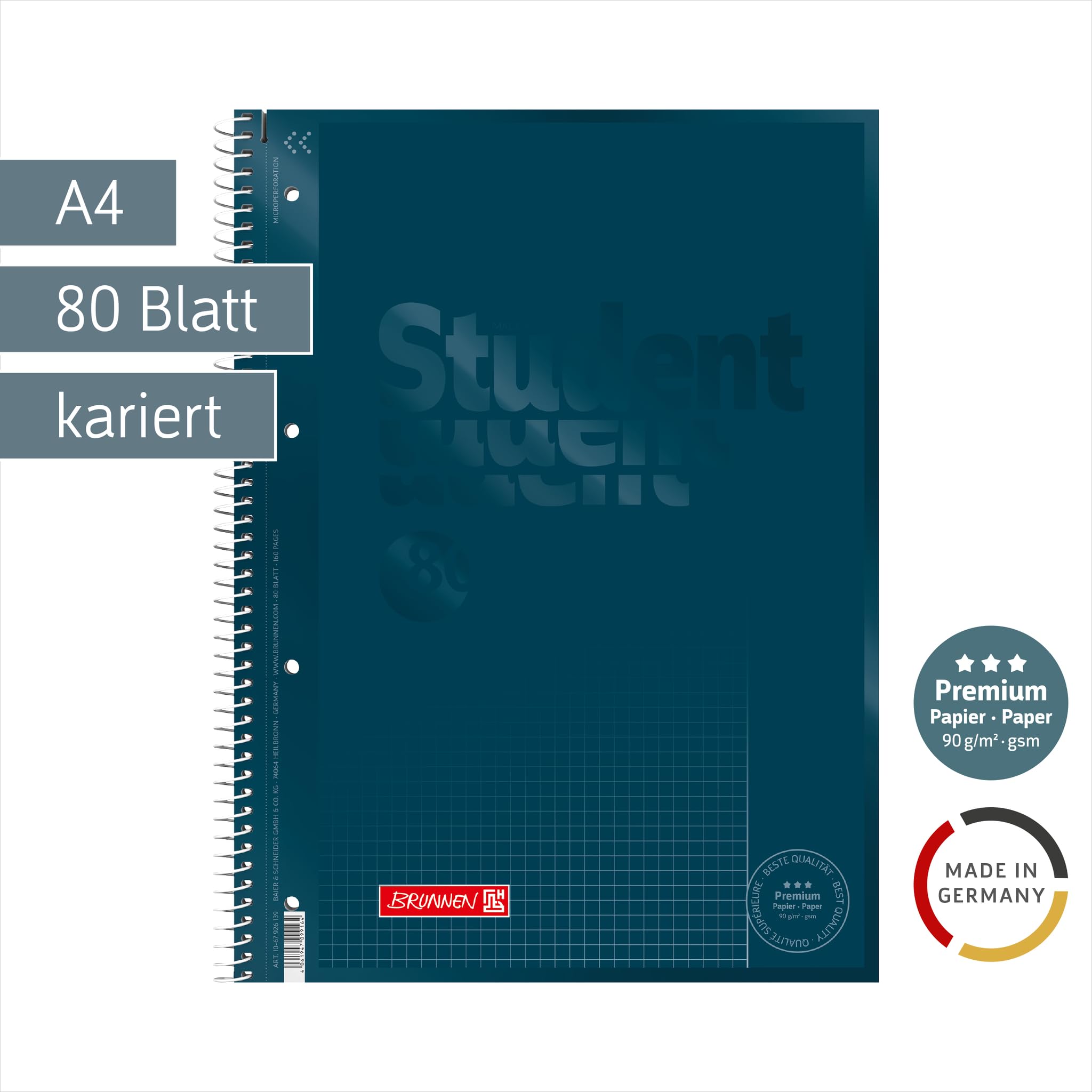 brunnen-collegeblock-premium-student-colour-code-a4-lin26-80-blatt-denim image 2
