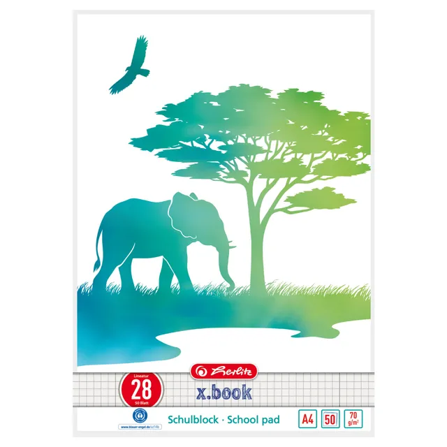 herlitz-schulblock-a4-greenline-elefant-kariert-50-blatt-10-st-ck image 1