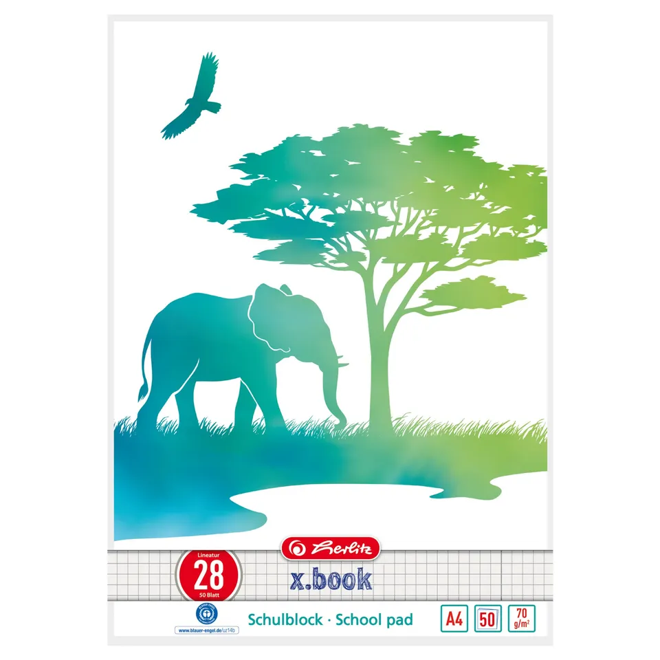 herlitz-schulblock-a4-greenline-elefant-kariert-50-blatt-10-st-ck image 1