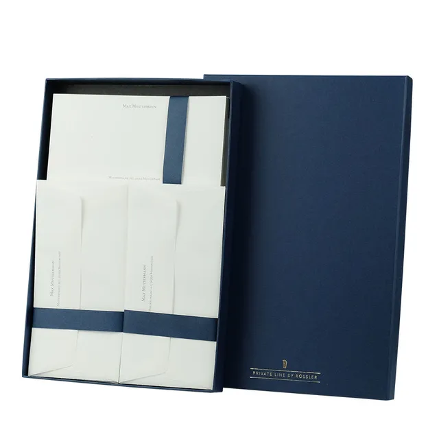 r-ssler-private-line-personalisierbare-briefpapier-box-wei-40-st-ck-blau image 1